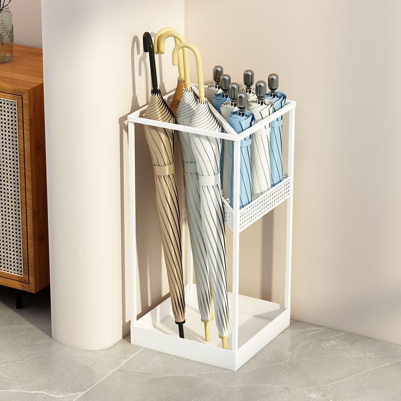 DOUZIO Umbrella Rack Holder Umbrella Stand for Hallway Home Walking Stick Holder Free Standing Umbrella Storage Bin for Entryway, Office and Door Entrances(Color:White)