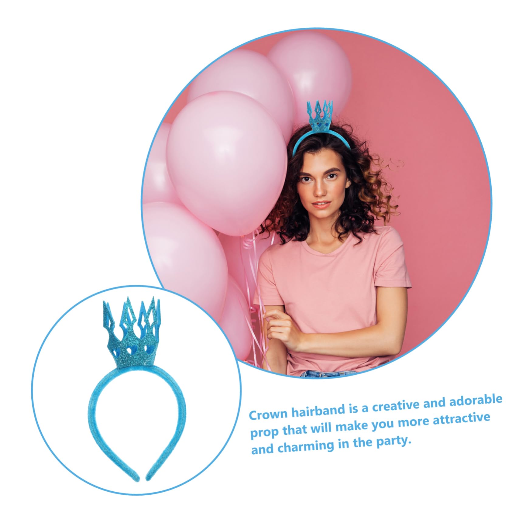 Couronne Décorative Bleu, 1 Pièce, Accessoire Léger pour Fête et Cosplay