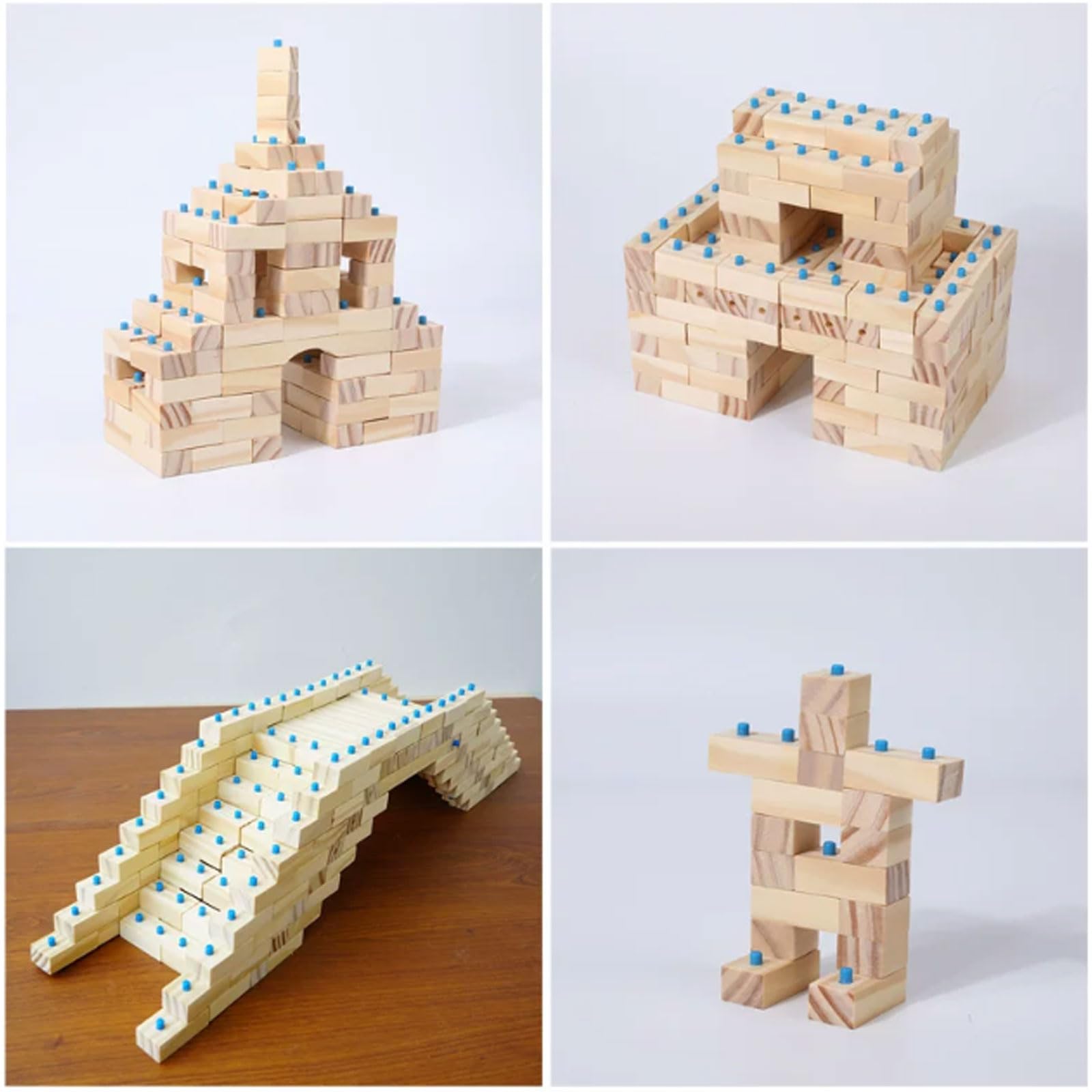 Set di Blocchi da Costruzione in Legno Montessori a Tenone e Mortasa | I Piccoli Mattoncini da Costruzione Fai-da-Te dell'Architetto, Gioco STEM Aperto, Giocattolo Educativo Creativo