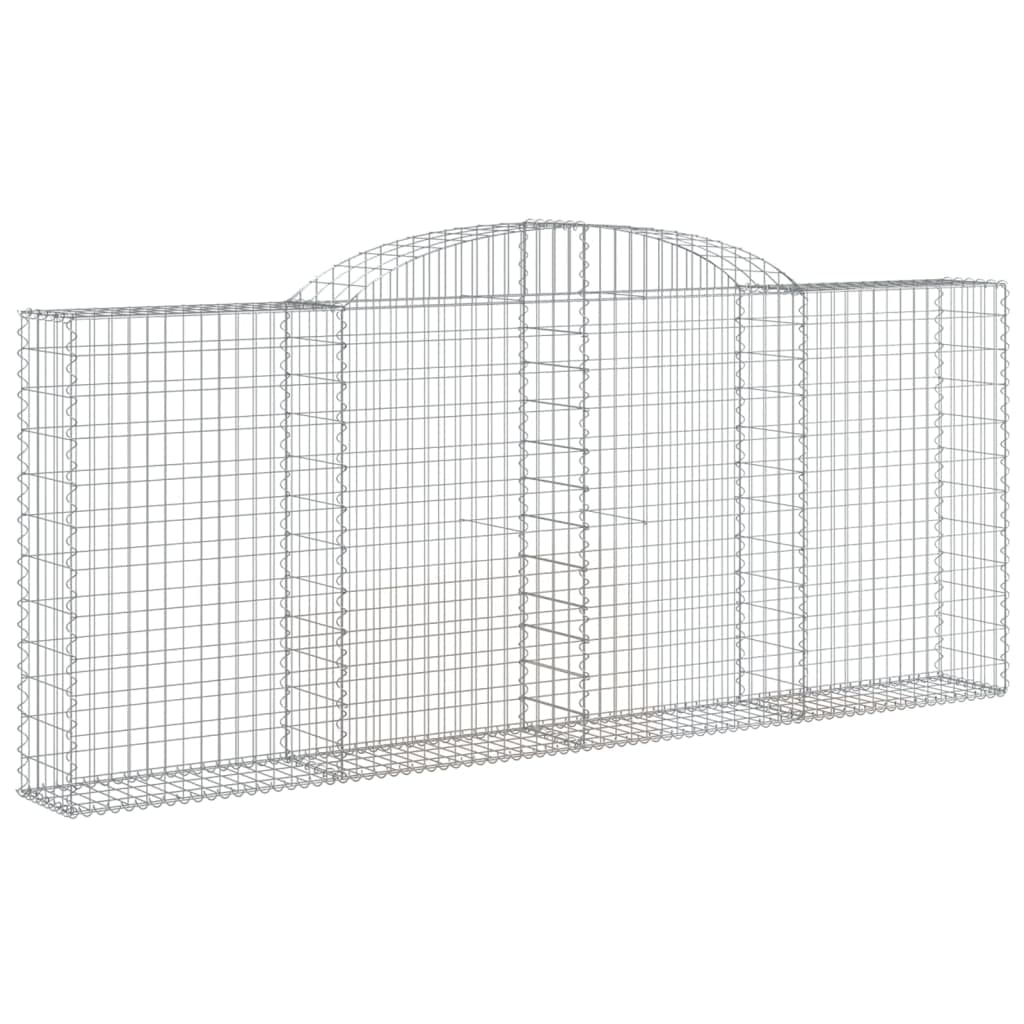 2 gaviones con arco, 300 x 30 x 120/140 cm, hierro galvanizado para barreras de jardín y protección visual como pared decorativa con aislamiento acústico de alambre resistente