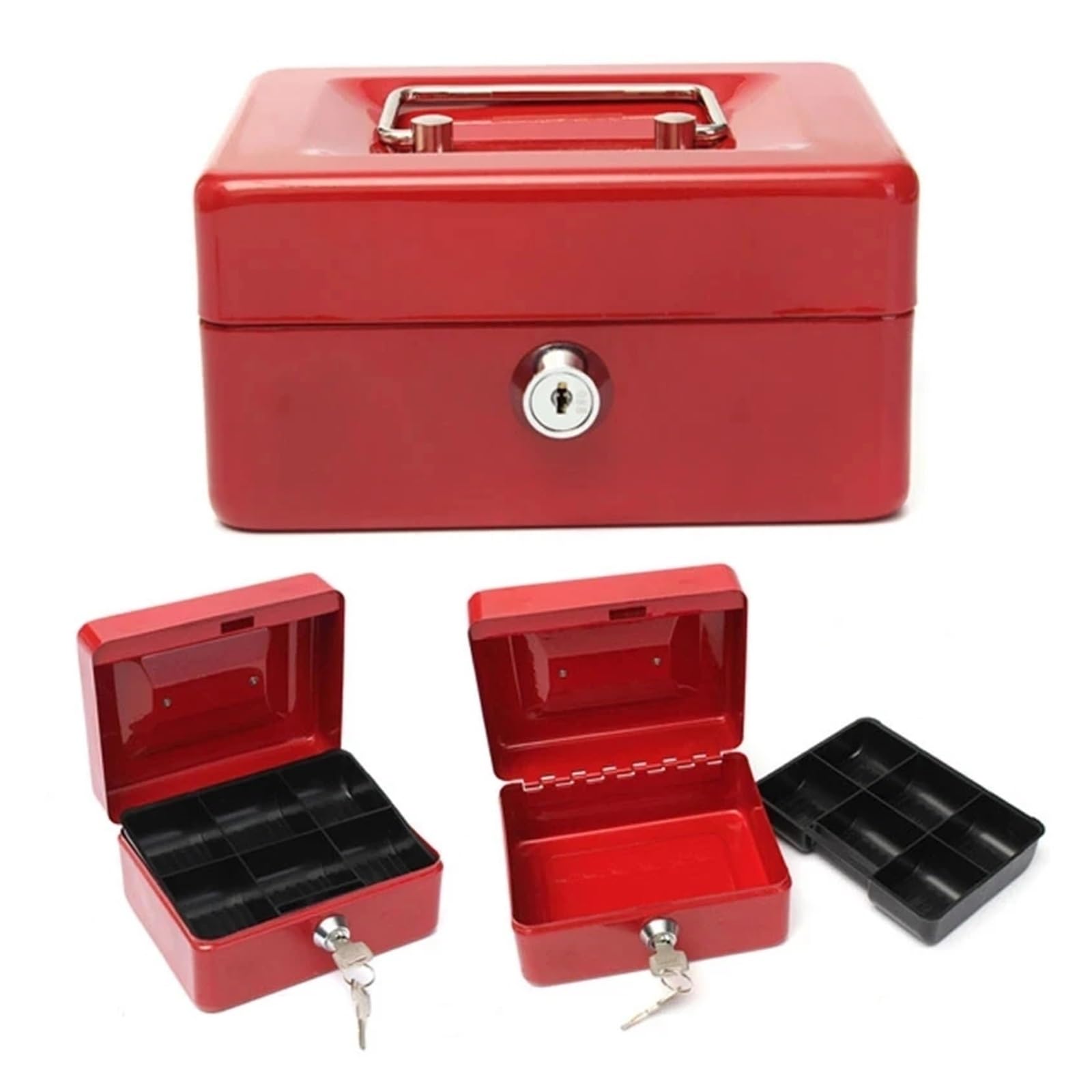 Mini armario de llaves de acero inoxidable con cerradura de seguridad, caja fuerte pequeña para el hogar y la oficina, 3 tamaños (L XL XXL) ideal para espacios de alquiler (XL, negro)