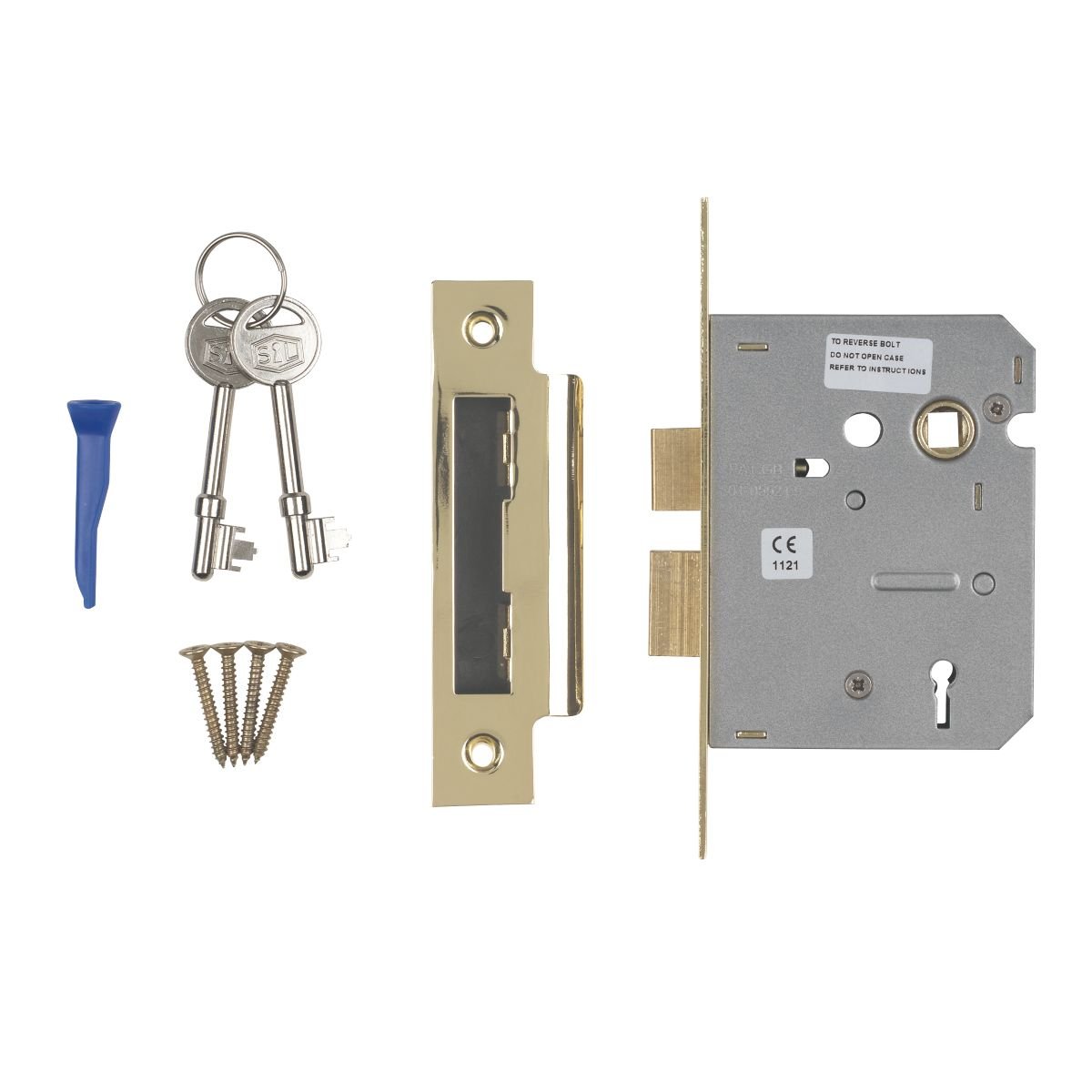SMITH & LOCKE 76mm 3-Gorge Mortise Lock installed in a wooden door
