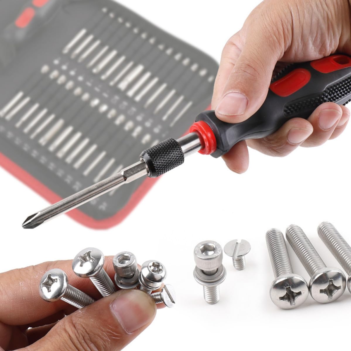 Juego de 55 Brocas Electrónicas para Destornillador, Forma de Cruz, Hexagonal y Triangular, de Metal Resistente y Buena Dureza para Uso Doméstico y Electrónico