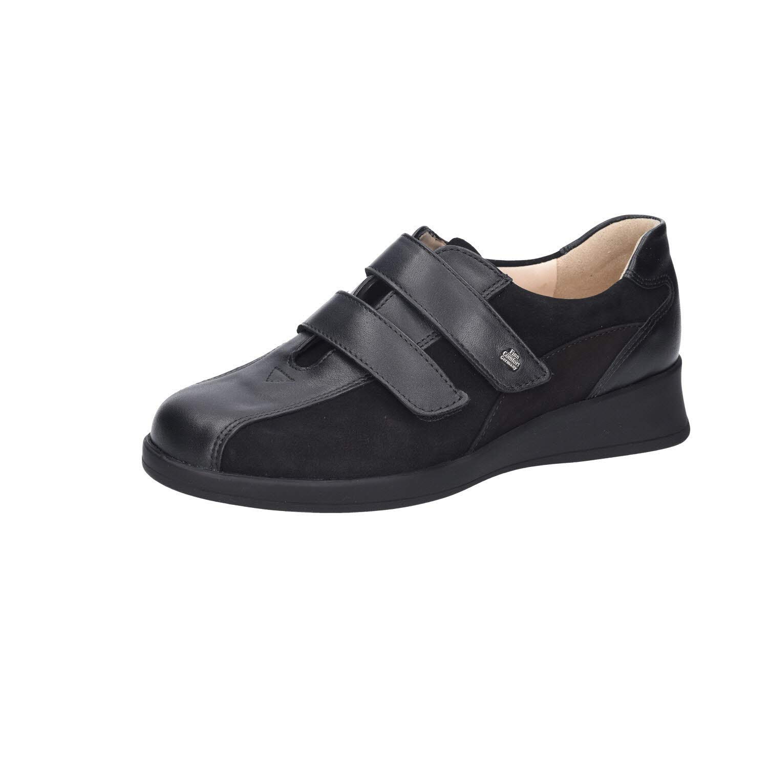 Finn Comfort Nairobi Kletthallbschuh chaussure basse scratch cuir noir confortable