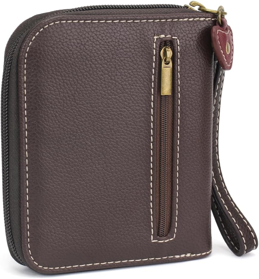 CHALA Handbags- Zip Around Wallet, Wristlet, 8 Credit Card Slots Sturdy Coin Purse for women (Ivory Cross)