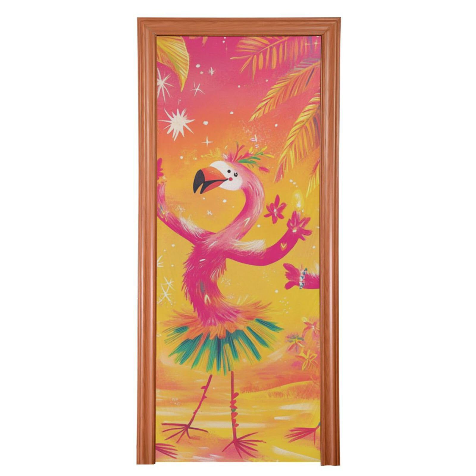 Décoration saisonnière de porte flamants roses Hello Summer M