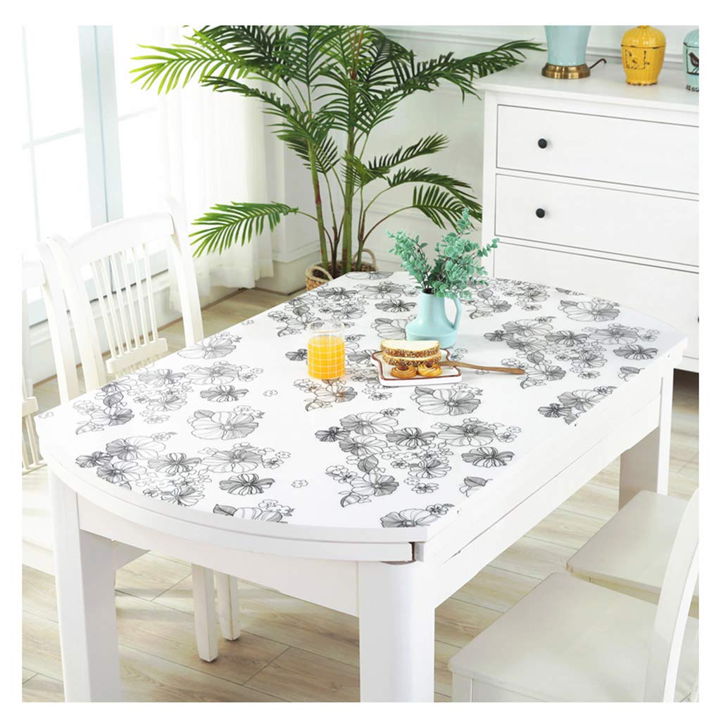 European tablecloth PVC Waterproof Tablecloth Transparent Environmental Protection Kitchen Table Cover (Size : 76 * 120cm)