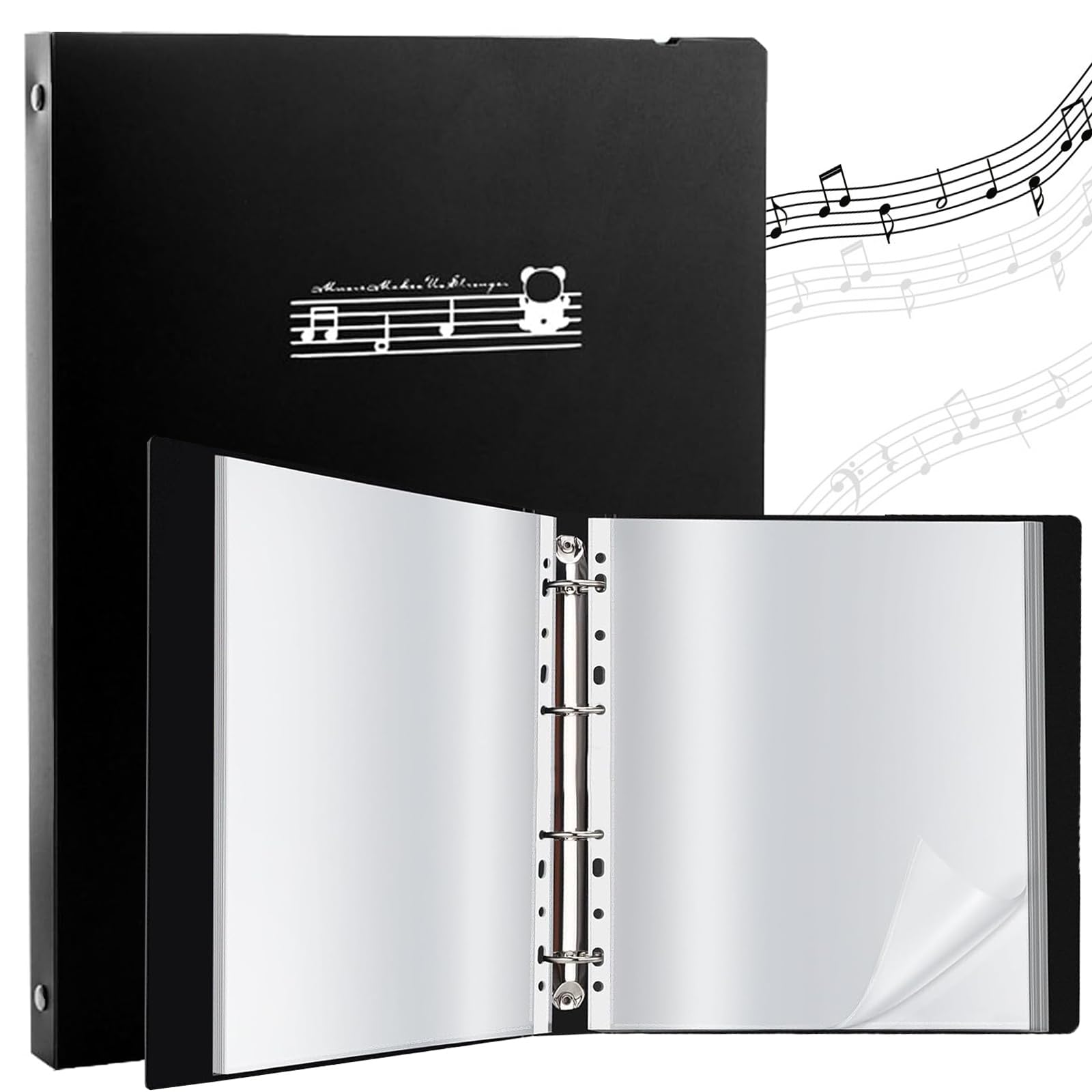 iGolife A4 music folder, music folder for sheet music 60 compartments, 120 pages, presentation folder, A4 index, music sheet