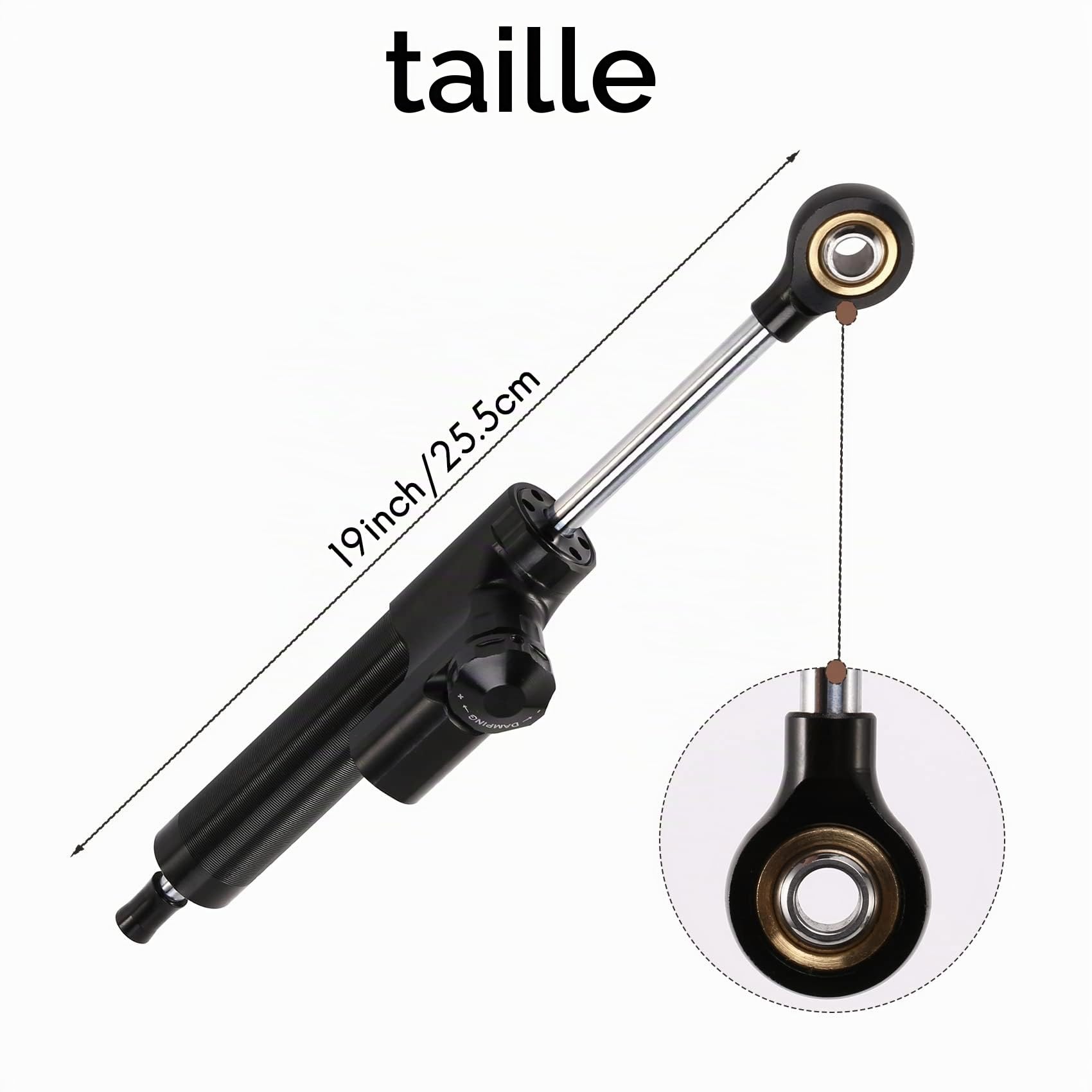 Stabilisateur universel de direction pour moto, amortisseur linéaire inversé, contrôle sécurisé CNC pour MT09 MT07 YZF R1 R6 Noir, 500082134A3