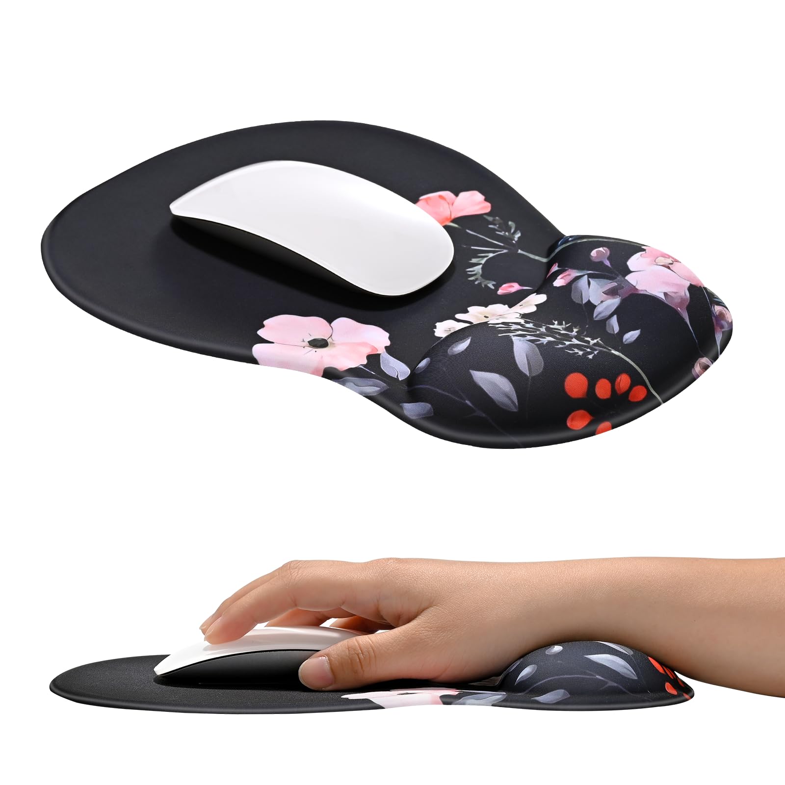 EooCoo Ergonomic Mouse Pad with Gel Wrist Rest Support Middle Concave Design, Relieve Wrist Pain Mousepad, Non-Slip Base for Laptop, Computer, Office Desk Accessories, Carpal Tunnel Syndrome