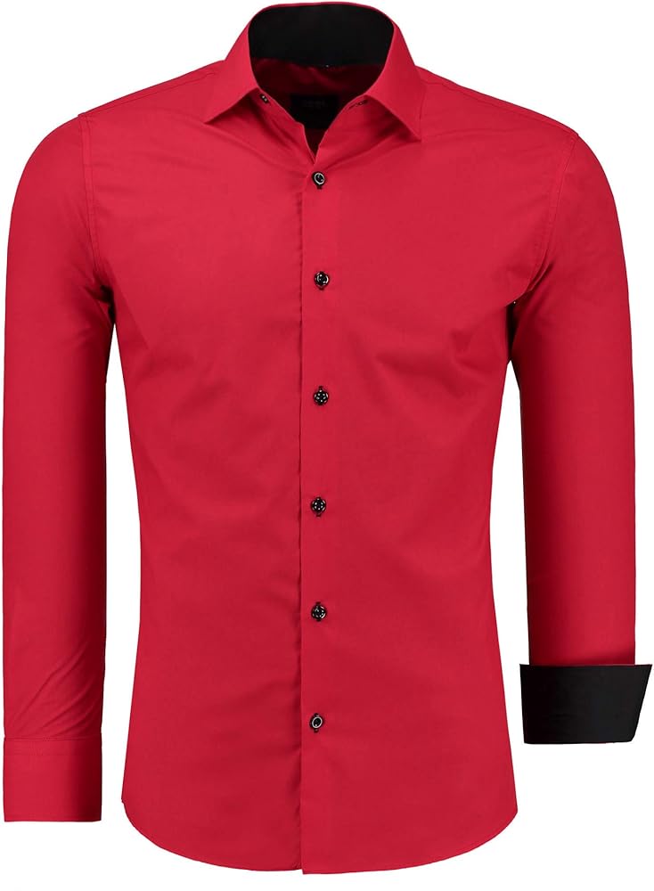 Jeel camicia da uomo - slim fit, a maniche lunghe , 70% cotone, 30% poliestere 12105