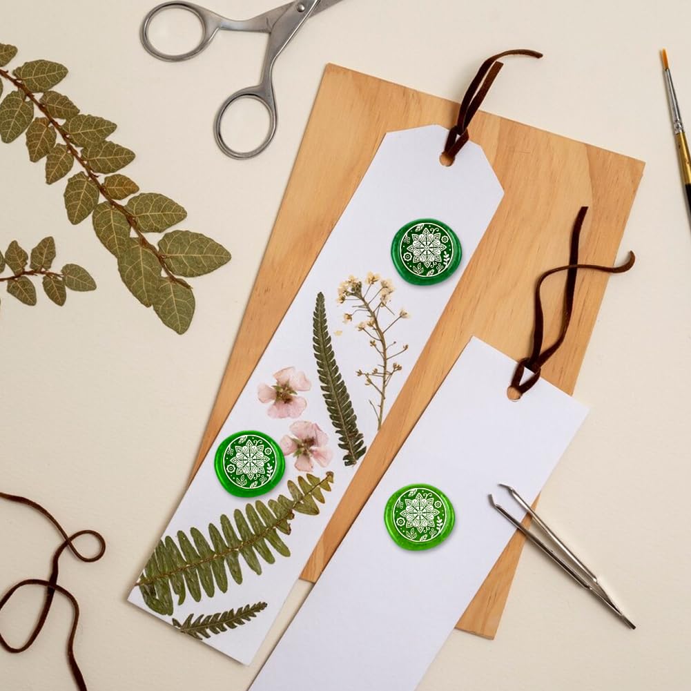 DELORIGIN Blooming Flower Leaves Wax Seal Stamp Embossed Stamp Sealing Removable 1" Novelty Brass Wax Seal Stamp Head with Wooden Handle flora Sealing Wax for Wedding Invitations Envelopes Craft - Image 3