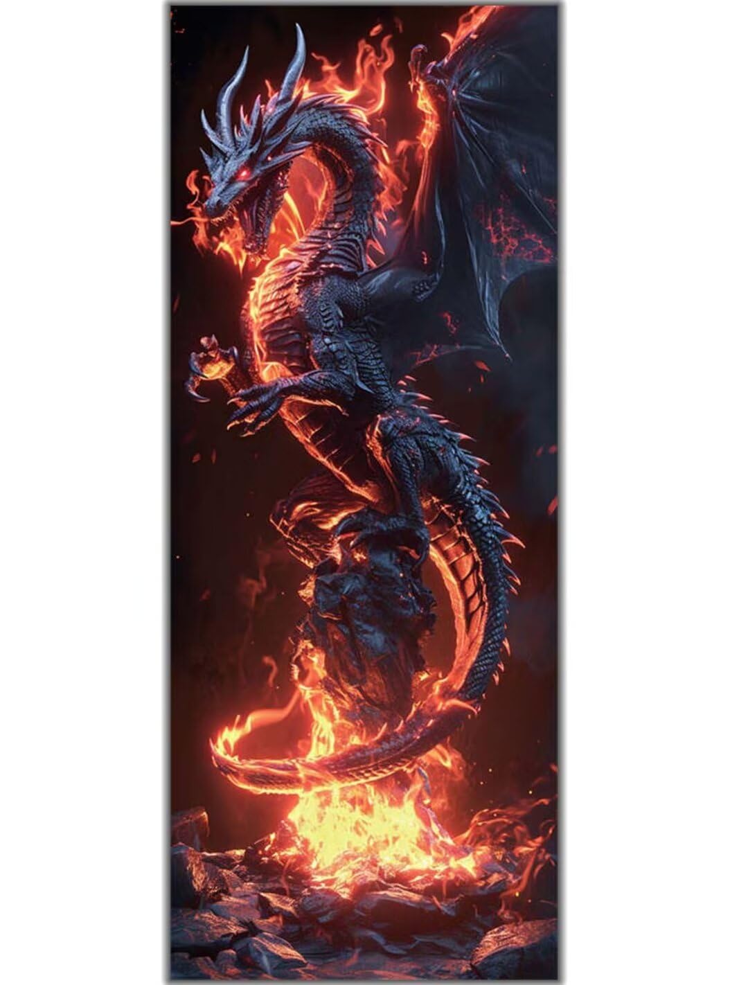 Diamond Painting Feuer Drache - Groß XXL 150 X 50cm, DIY Diamant Bilder, 5D Erwachsene, Daiments Crafts, Haus Wand Dekoration -595FC