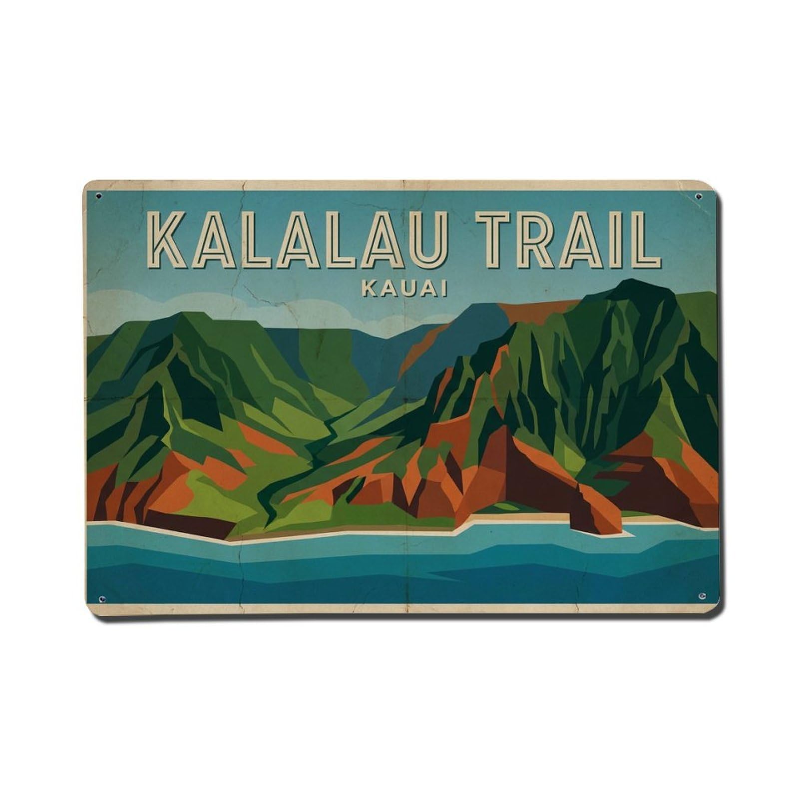Xanthor Style Retro Travel Usa Kalalau Trail Metal Tin Sign