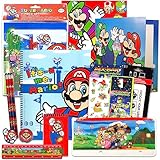 Super Mario School Supplies Set - Bundle with Mario Folders, Notebook, Pencils, Stickers, and More |...