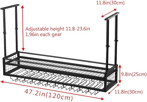 Miniatura 3 de Estante colgante para copas de vino para bares y restaurantes, soporte ajustable de metal para copas de vino de 47.2 pulgadas, estante industrial de