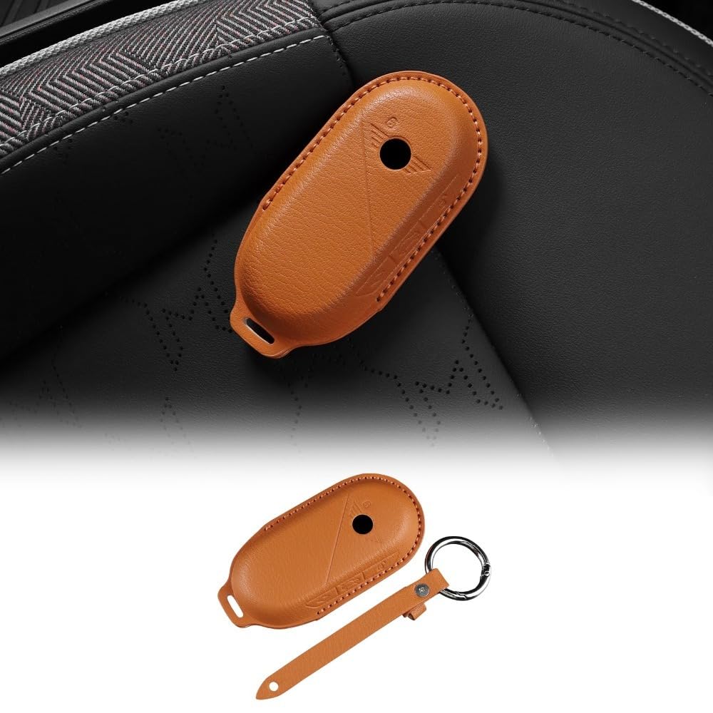 Mauxpiao D Fit For 2024-2025 Mini J01 J05 U25 F65 F66 F67 Leather Key Cover, Aluminium Protective Case For Remote Key Fob, Car Key Converter Rewr/D/A
