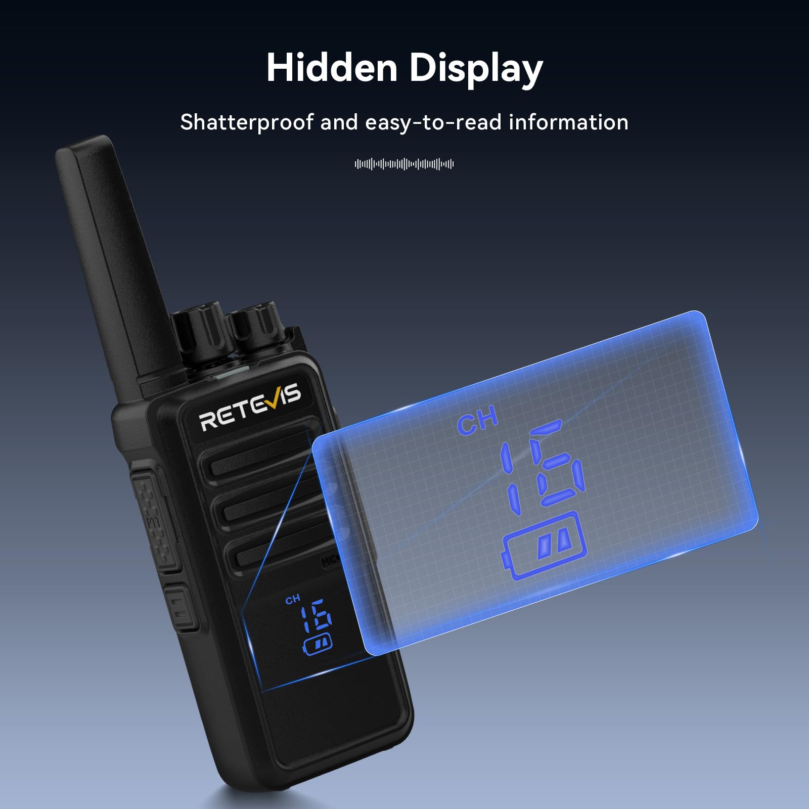 Retevis RT668H Walkie Talkies, Two Way Radio with Screen, Rechargeable Type-C Walkie Talkies for Adults Key Lock, VOX - Image 2