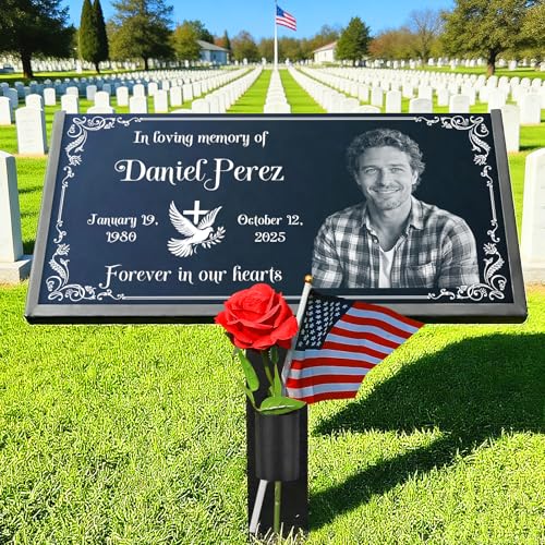 Image of Natural Granite Tombstone, Personalized Memorial Grave Marker