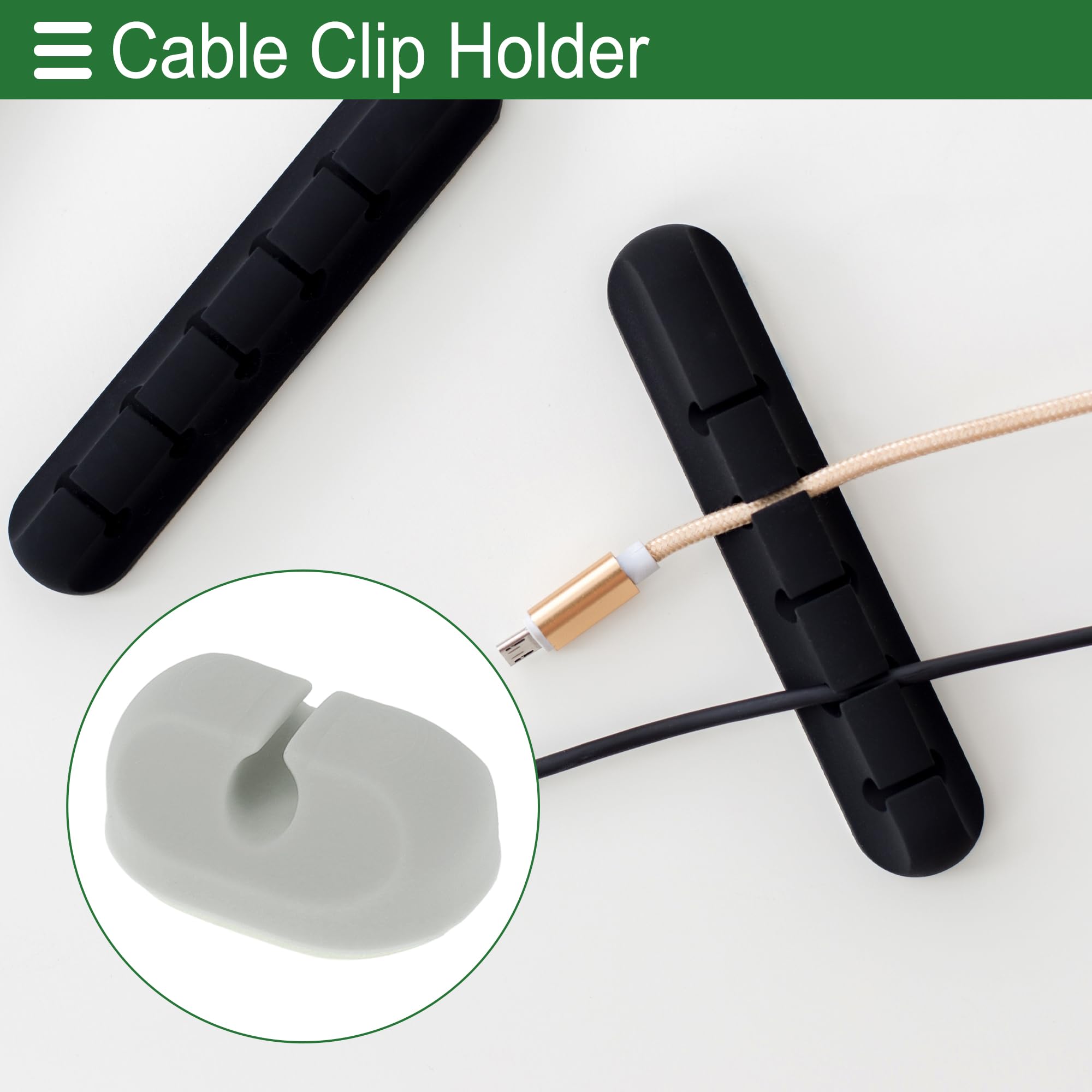 Motoforti Universal Cable Holder Clip Cable Clip Cord Management Organizer, 30.5x21x14mm, Durable, Silicone, Gray for Car Dashboard TV PC Laptop Office Desk