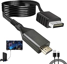 Heyung PS2 to HDMI Converter Cable,Compatible with PS2/PS1 to HDMI Video Audio Adapter,Multifunctional H DTV 720P/1080P Monitor Projector Plug for PS1/PS2 Game Consoles,Projector,Monitor