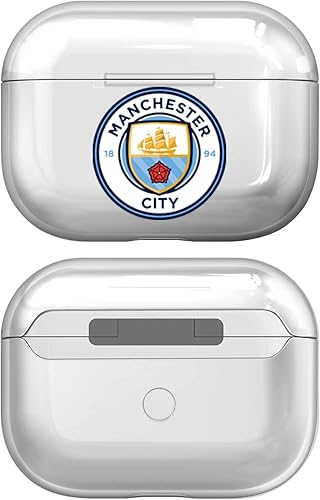 Head Case Designs Funda de carga con licencia oficial del Manchester City Man City FC, con logotipo de insignia lisa, transparente, de cristal duro,