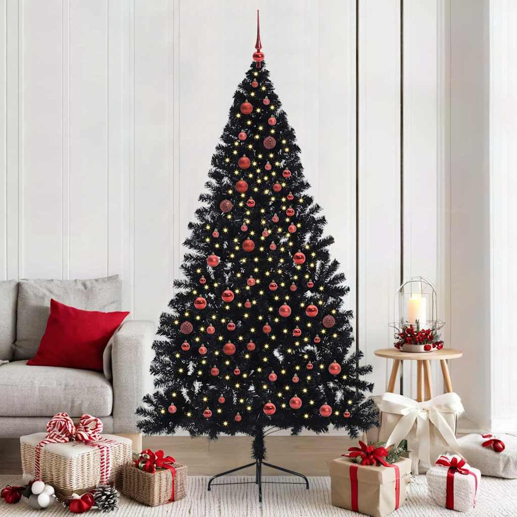 Árbol de Navidad negro preiluminado de 210 cm para decorar salones modernos estas navidades