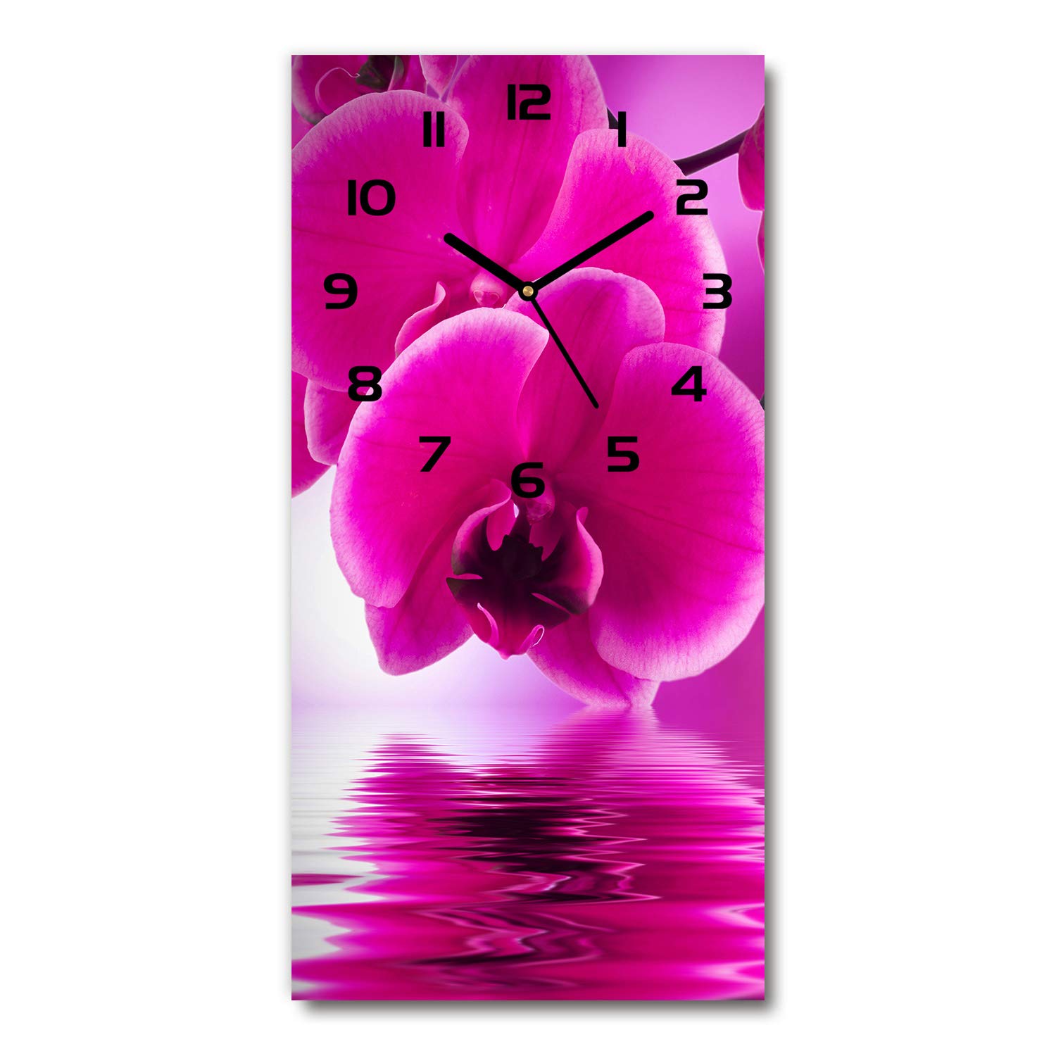 Horloge en verre orchidée rose pour un salon design apaisant
