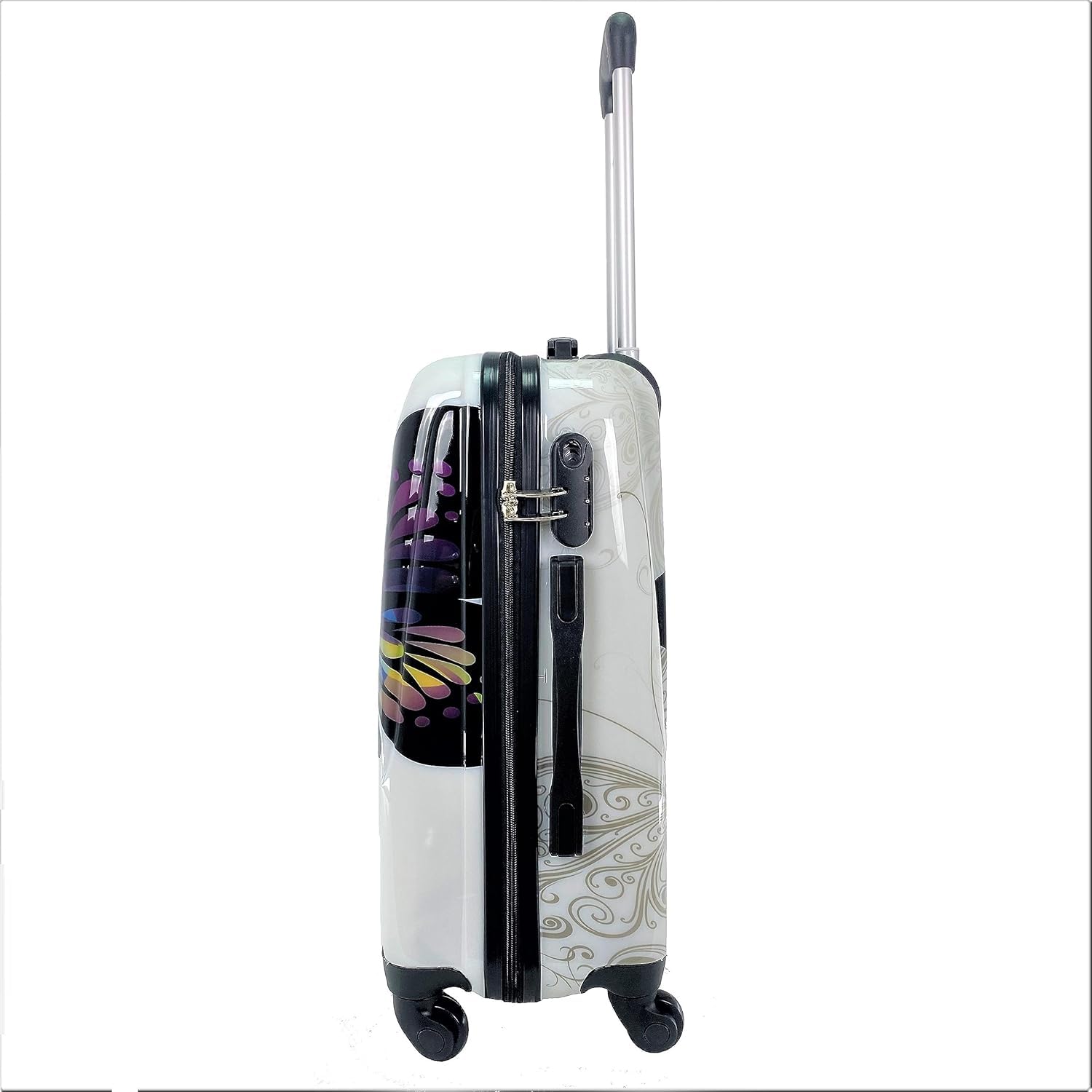 Maleta de Cabina Equipaje de Mano Viaje avión rígida 4 Ruedas 360º Medidas 55x35x20cm Viajar Estampado Mariposa (Blanco)