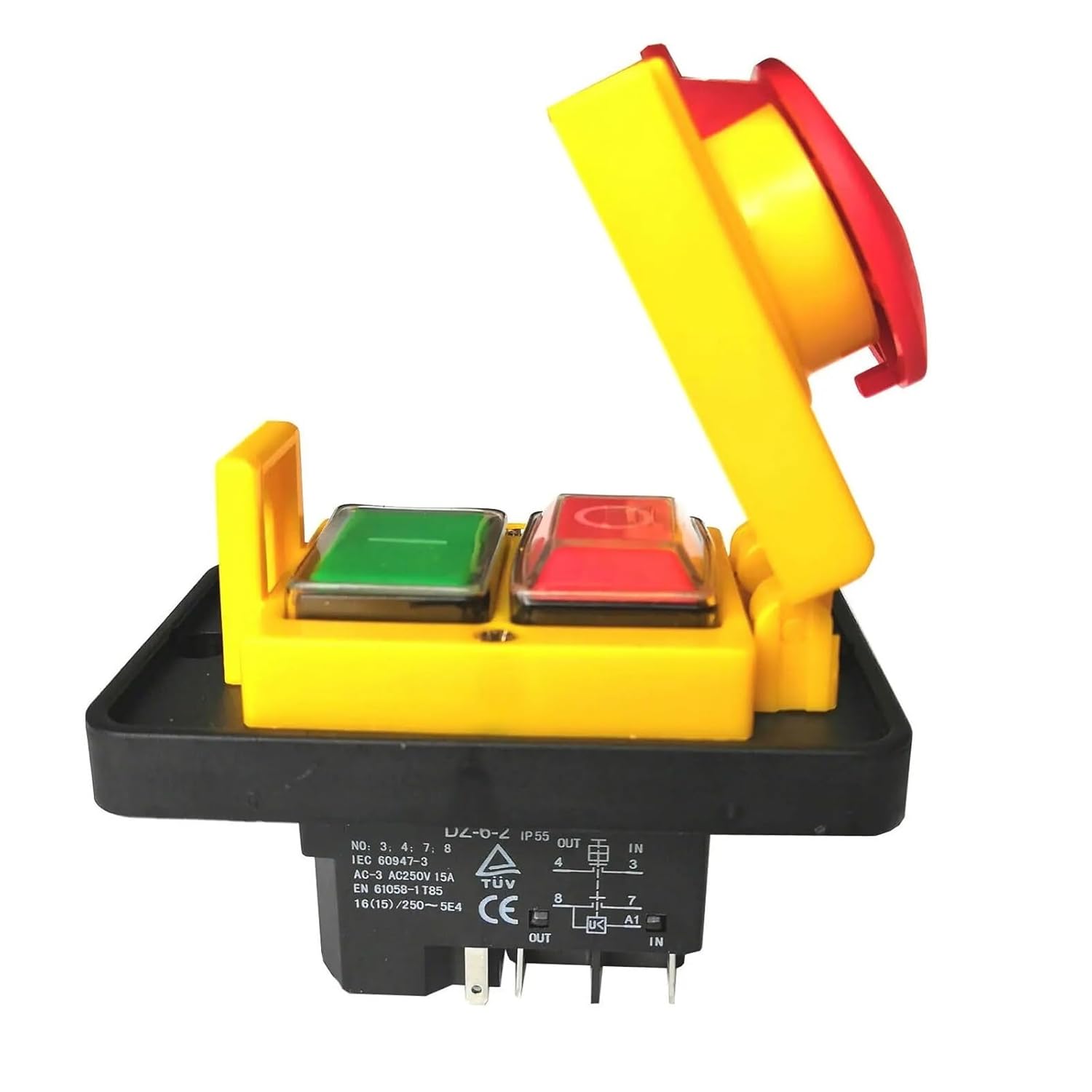 DZ-6-2 15A 250V IP55Waterproof Electromagnetic Drill Push Button Pushbutton Switch Magnetic Machine Switches 5 Pins