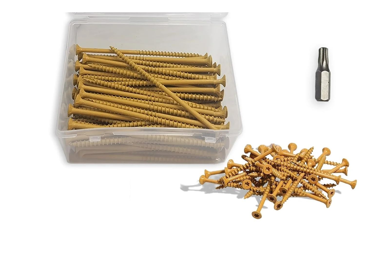 80 vis à bois jaunes n° 10 x 5 po – Revêtement époxy antirouille, idéales for les terrasses, les projets de construction de bois et de clôtures