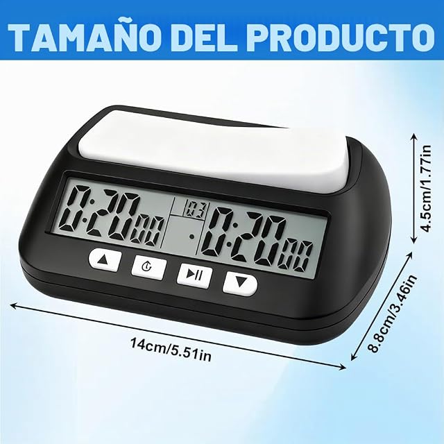 Foto 2 de 7 de Wxeadu Reloj de Ajedrez, Digital Multifuncional Pantalla Reloj de Ajedrez Profesional con Cuenta…