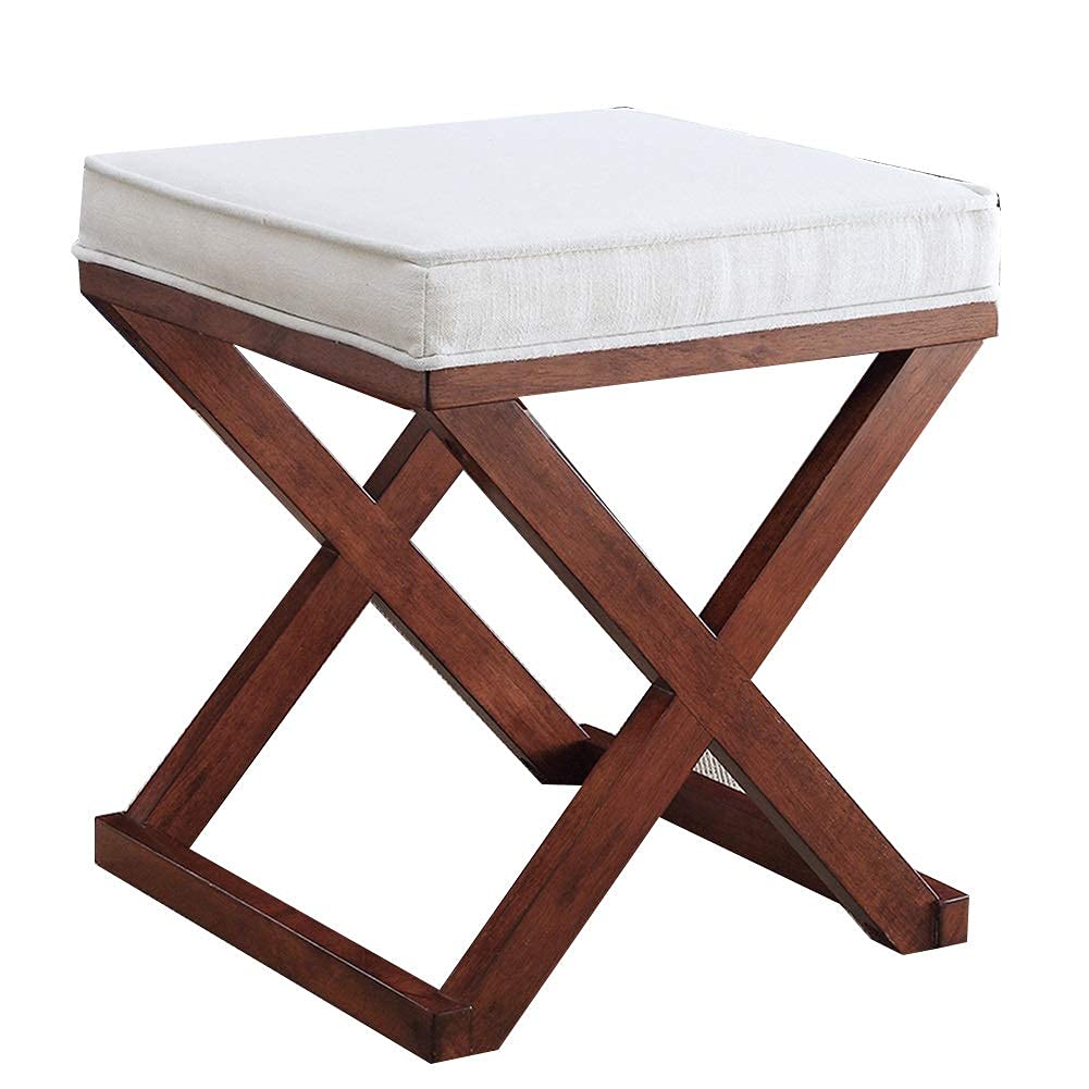 Pouf salon blanc confortable en coton et lin pour petits espaces