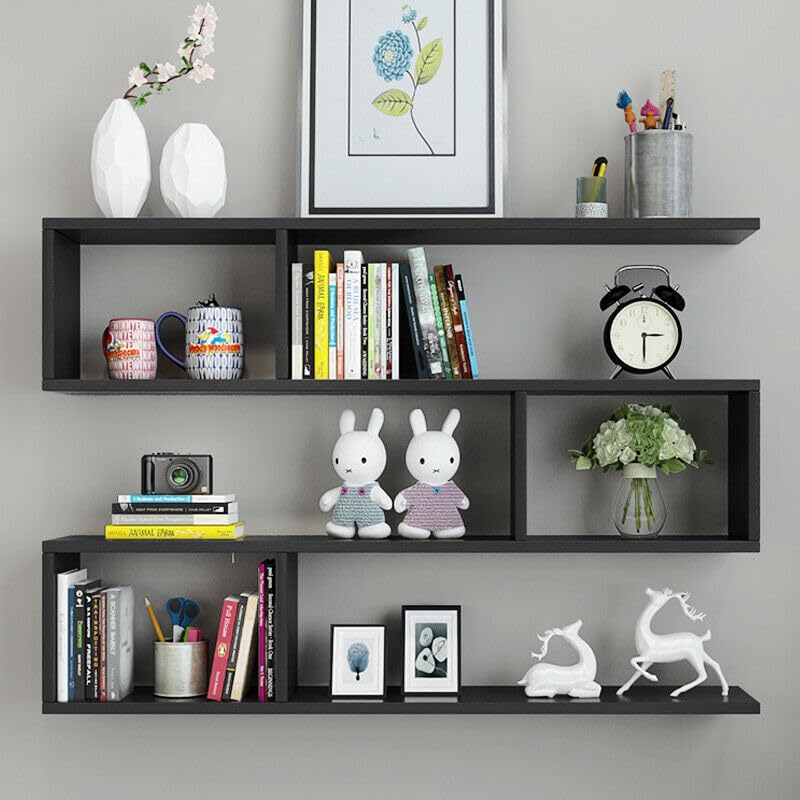 Image of Multipurpose Wall Mount ShelfRacks for Living Room,Beedroom, Storage Organizer, Study Room - DIY (Brown)