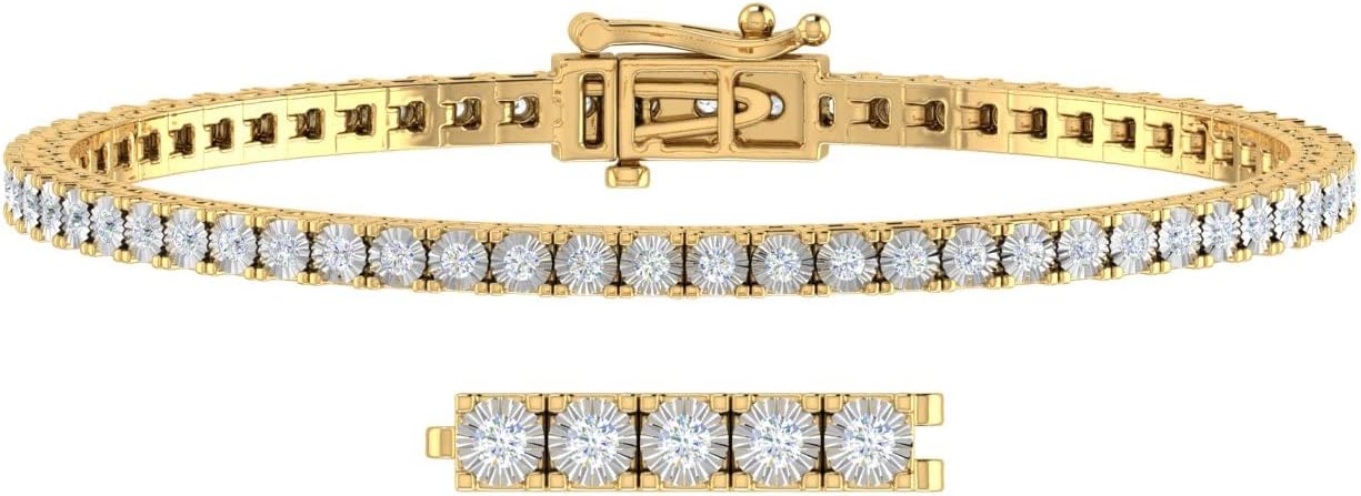 1 to 1.1 Carat Natural Diamond Tennis Bracelet for Women in 925 Sterling Silver (7 to 8 inch)