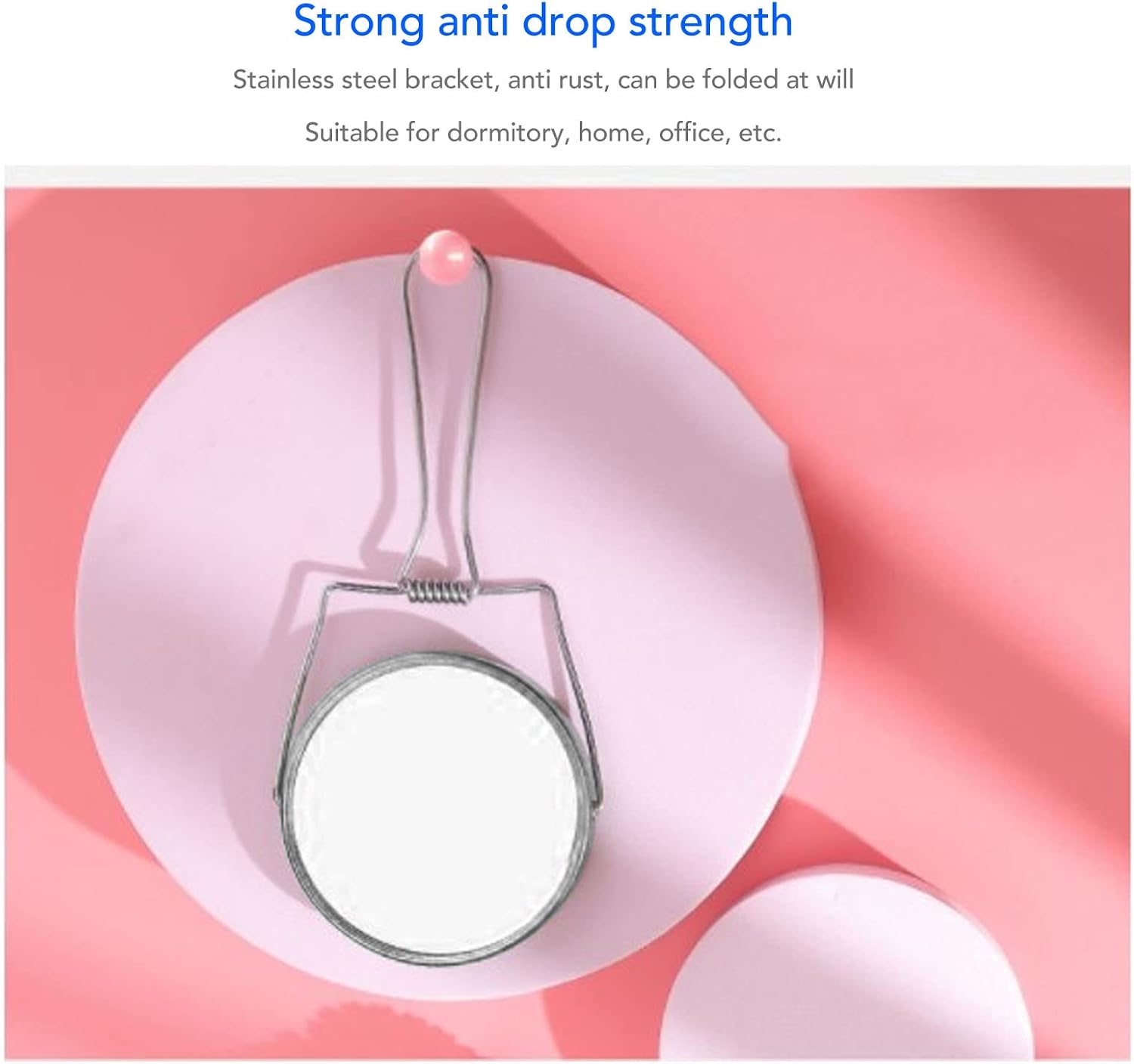 Sonew 2 Sided Vanity Mirror, Mini 360 Degree Rotation Aluminum Frame Silver Vanity Mirror with Stainless Steel Stand for Office Dormitory, Makeup Mirror for Woman and Man