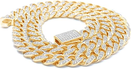 Miniatura 2 de Collar de cadena de eslabones cubanos de moissanita creada en laboratorio de 6.90 a 12.00 quilates de ancho de 0.315 in de ancho en plata esterlina