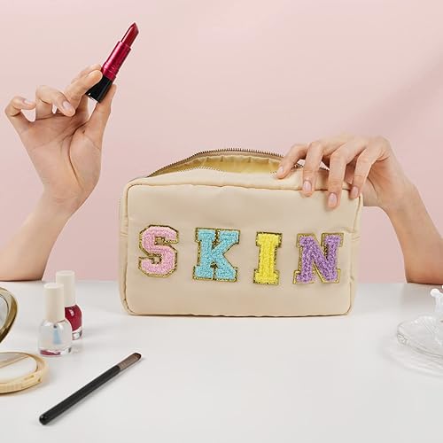 Miniatura 6 de Preppy Patch - Bolsa de maquillaje pequeña de nailon impermeable portátil bolsa organizadora de artículos de aseo personal bolsa de uso diario para