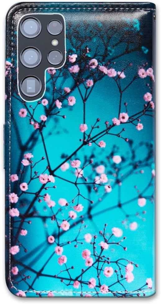 Case for Galaxy S22 Ultra, Plum Blossom Flower Leather Flip Phone Case Wallet Cover with Card Slot Holder Kickstand for Samsung Galaxy S22 Ultra 5G - Image 7