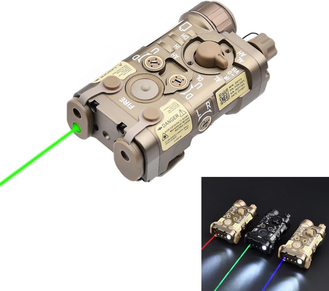 Red/Green/Blue Laser Sight + Strobe/Momentary/Constant Modes Whitelight LED 150 Lumens Flashlight with IR Laser，Metal L3-NAGL Box Laser Sights，with Pressure Switch，for 20mm Rail