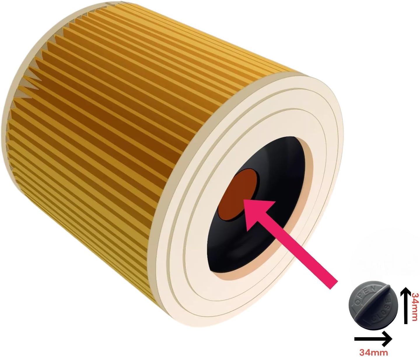 2 Filtres Pour Aspirateur Kärcher WD3, WD2, WD1, MV3, MV2, A, K, KNT, NT, SE, VC Serie, Filtre à Cartouche De Rechange Pour Aspirateur Humide/sec Kärcher 6.414-552.0 6.414-772.0 6.414-547.0