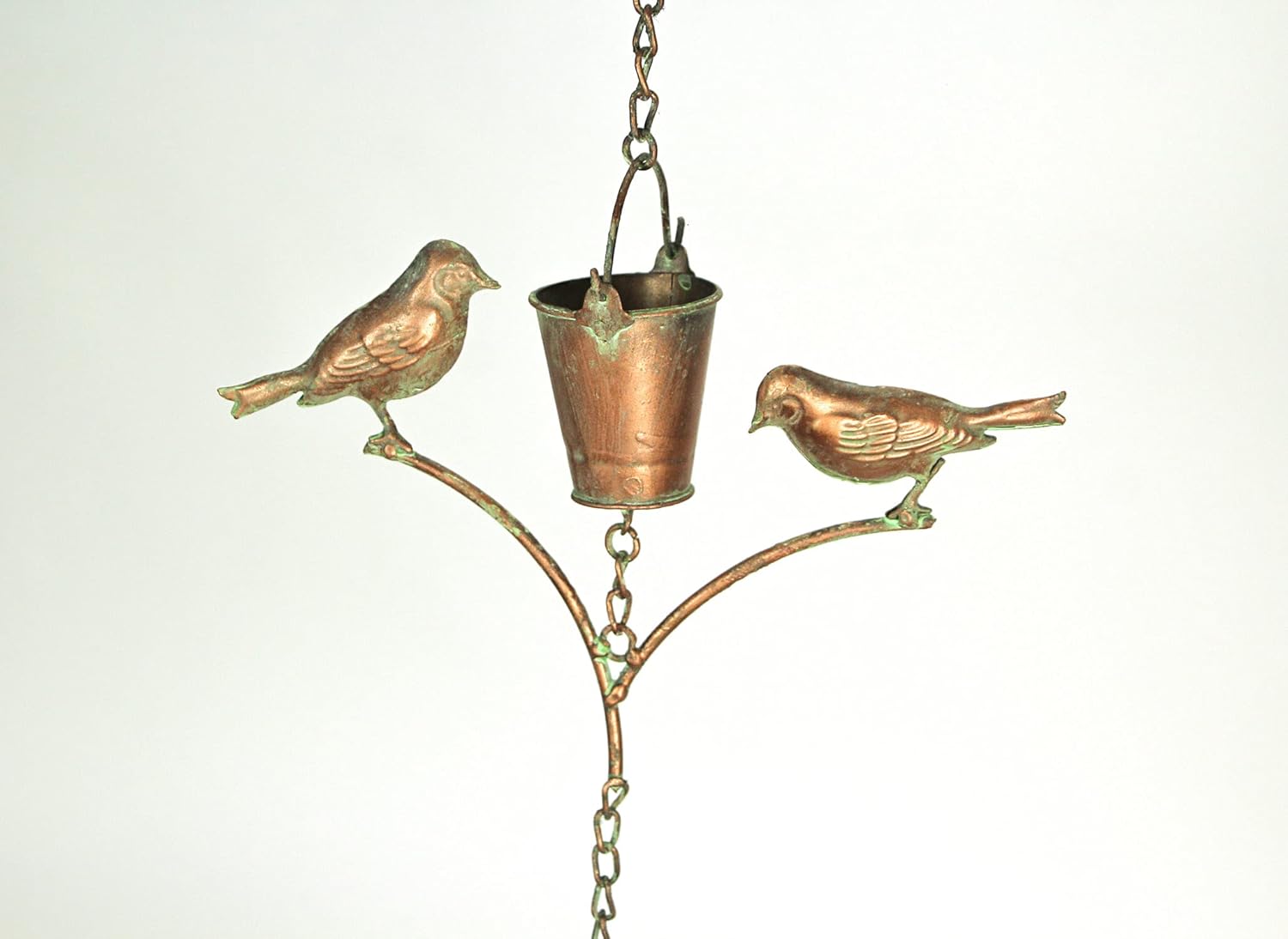 78 Inch Aged Copper Metal Rain Chain Decorative Bird Patio Decor Garden Accent