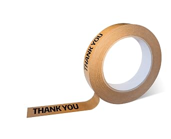 Thank You Tape, Designer Brown Sealing Tape for Small Business, Stick Shopping Bag or Box of Bakes, Coffees, Gifts, Newspapers, Flower Arrangements and Takeout, Thank You