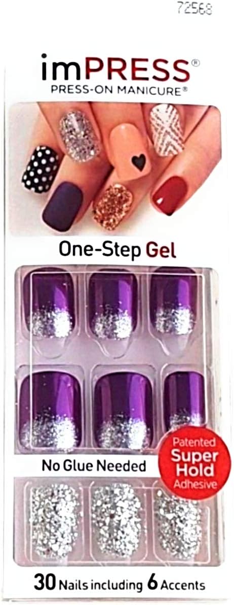 Kiss imPress Press-On Manicure Purple Nails # 72568 Harlem Shake