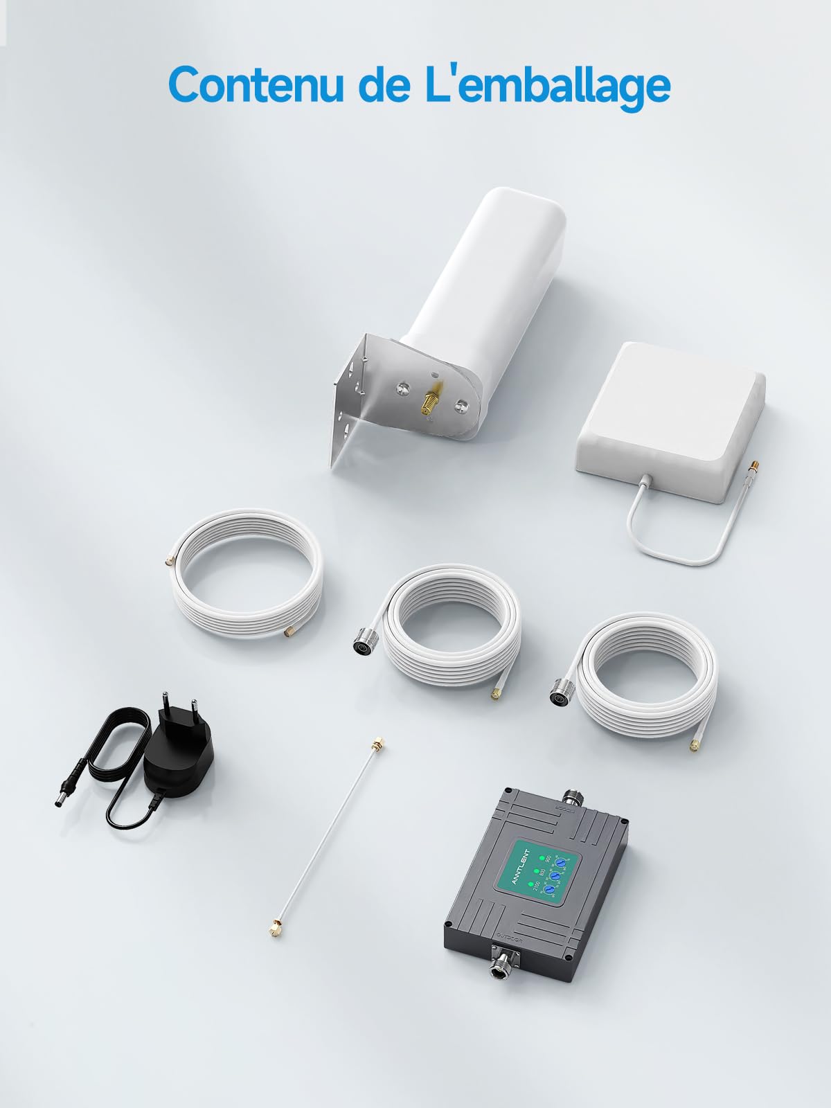 ANNTLENT Amplificateur 4G 3G Bande 1/8/20, LTE GSM WCDMA Amplificateur de Signal Cellulaire Tri-Bande pour Tous Opérateurs, Support Multi-Appareils,pour Maison/Bureau