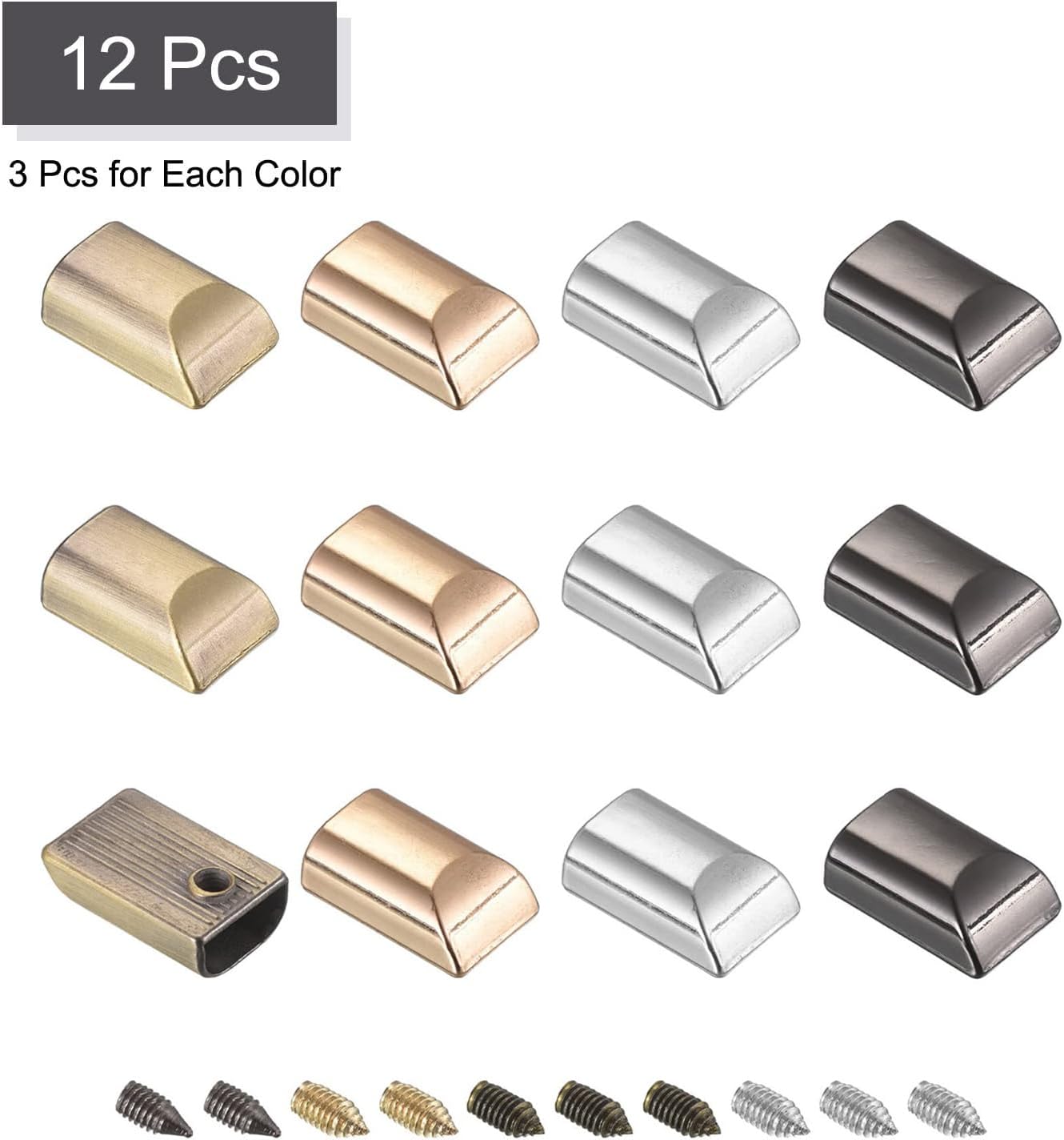 12Pcs Metal Zipper Stopper 0.37'' Zipper Tail Clip Plug Head for DIY Decoration Leather Craft Hardware 4 Colors