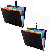 Expanding File Folder 2-Pack, 7 Pockets Accordion File Organizer, A4 Letter Size Document Receipt Organizer, Accordian Filing Folder for Classroom Home Office Travel, File Folders with Labels