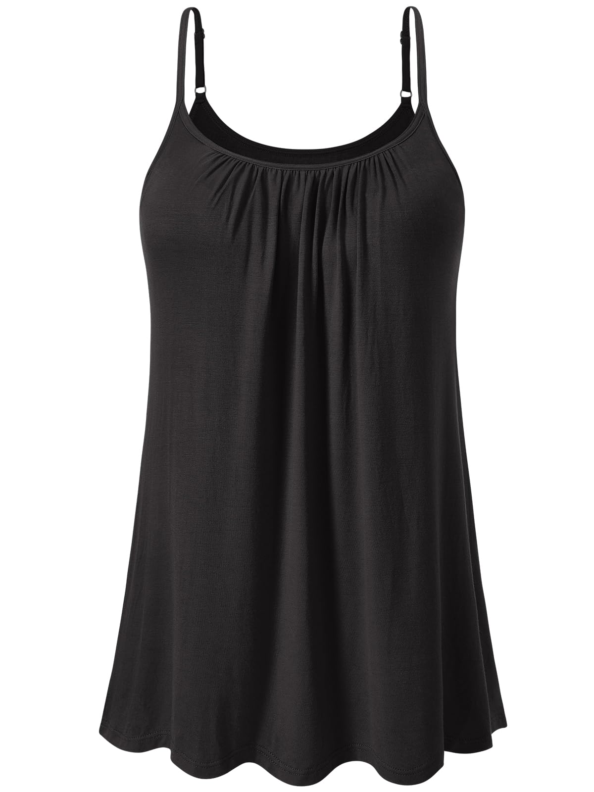 vislivin Top mit Integriertem BH Damen Unterhemd Spaghettiträger Tops Loose Tank Ärmellose Bluse Trägertops S-XXXXL