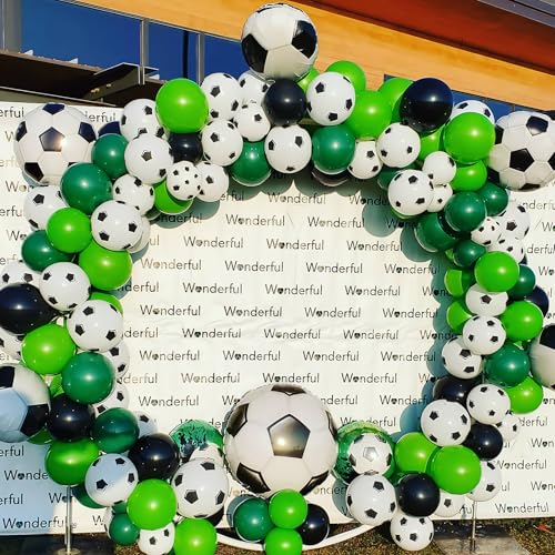 Image of HILAVO Soccer Balloons 18 Inch Black and White Soccer Ball Foil Balloons Print Latex Balloon White Black for Boys Kids Football Lover Sport Theme Birthday Baby Shower Party Decorations Supplies