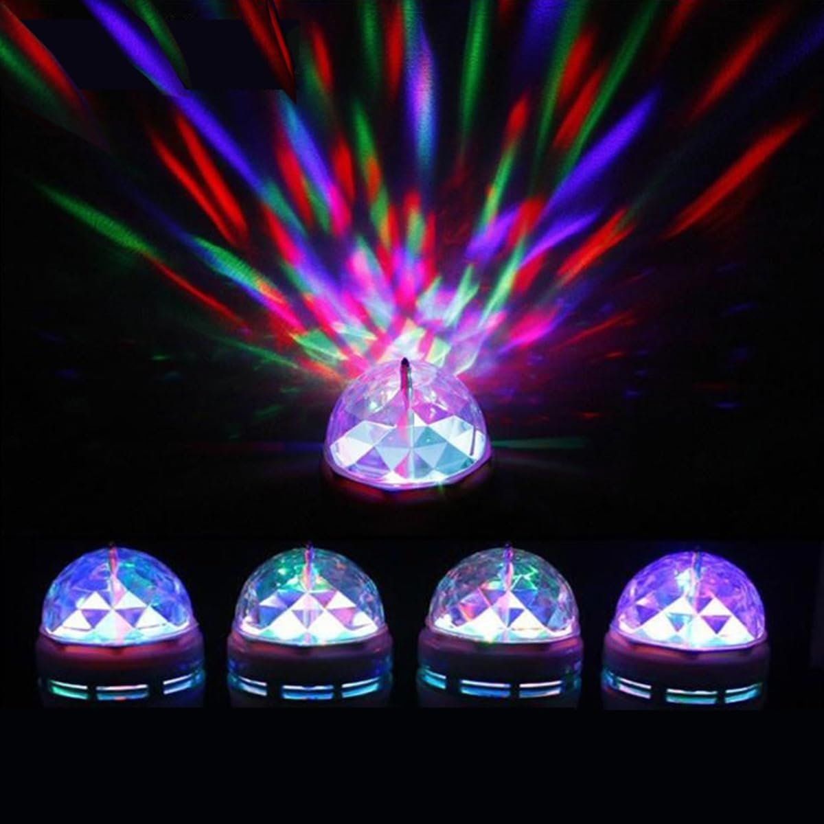 LED Disco Ball Light Bulb, 3W E27 RGB Party Bulbs Multi Color Changing Strobe Light Bulb Auto Crystal Rotating Stage Lights for Birthday, Club, Christmas, Bar, Parties, 2 Pack